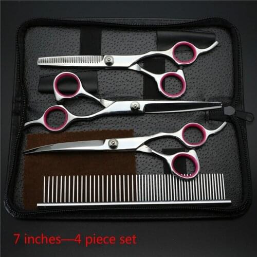 New Products 7inch Color Pet Hair Scissors Set Dog Grooming Tools Straight Cut Curved Comb Shears Cat