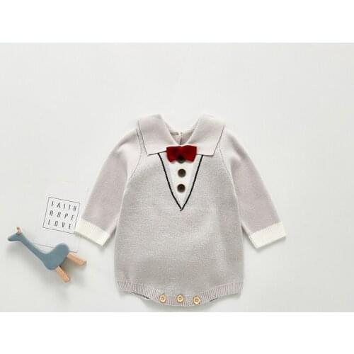 Newborn Boy Bodysuit Long Sleeve Autumn Winter 2021 New Style Sweater Infant Baby Boys Clothes 0-3 Years Outfits Birthday Party