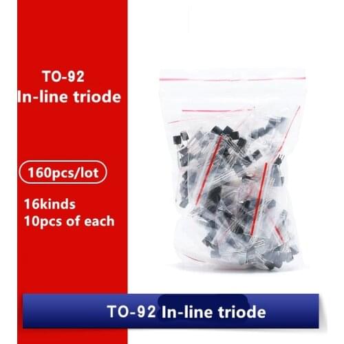 160pcs/lot Triode package TO-92 Component package 16 commonly used resistance values S8050 S8550 9011 9012 2n3904 3906 5401 5551