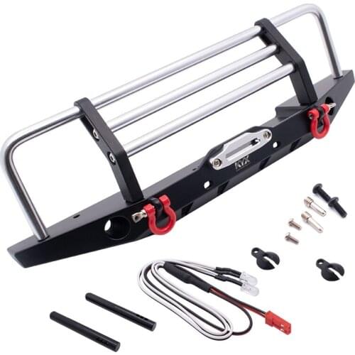 KYX Racing Alloy Front Bumper with LED Lights for 1/10 RC Crawler Car Axial SCX10 II 90046 Traxxas TRX-4 TRX4