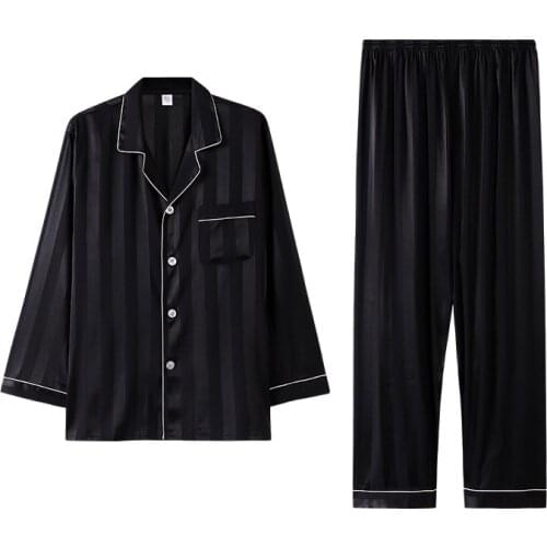 New Men Pajamas for Men Pijama Set Comfortable Long Sleeve Imitate Silk Mens Pajamas Men Sleepwear Set Men Sleepwear Sleep Tops