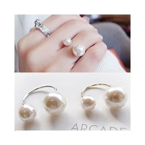 Authentic Hand Act The Role Ofing Is Tasted U-shaped Opening Adjustable Size Pearl Ring of Elegant Women Bridal Sets Party Round