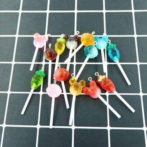 Colorful Minnie carrot Lollipop Charms Pendants for decoration bracelets necklace earring key chain Jewelry Making