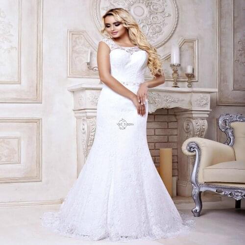 Sexy Mermaid Lace Mermaid Wedding-Dresses White Ivory Beautiful Fishtail Bridal Gown Vestido De Noiva