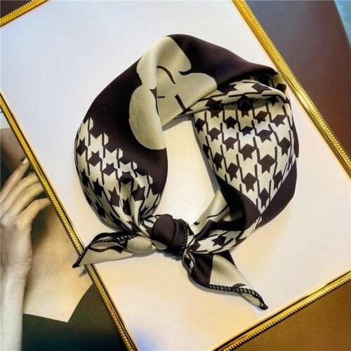 New Silk Scarf Square Women Fashion Dot Striped Print Neckerchief Ladies Work Scarves Small Winter Foulard Bandana Hair Tie Band