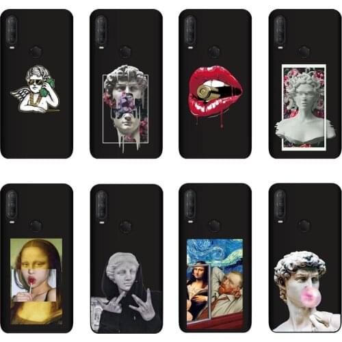 QAQsam Silicone Cover For Alcatel 3L 2020 Case Cartoon Statue Abstract Art Painted Soft TPU Cases Capa Fundas