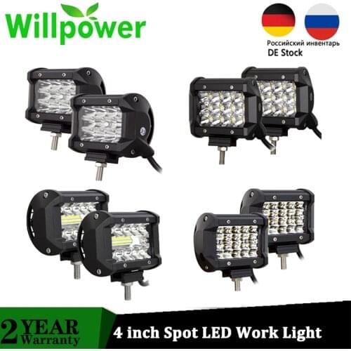 Willpower 2x 4 inch LED Work Light Spot Fog Lamp Lights for Truck Car Tractor Offroad SUV 4WD 4x4 Boat ATV 12V 24V