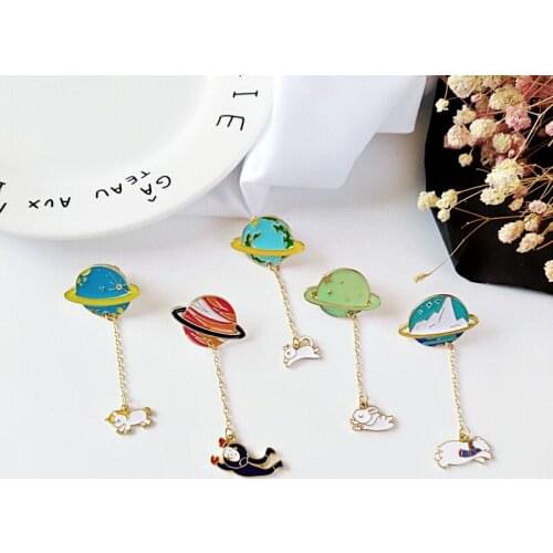 Timlee X006 Free shipping Cartoon Cute Saturn Planet Cat Unicorn Bear Exquisite Brooch Pins,Fashion Accessories Wholesale