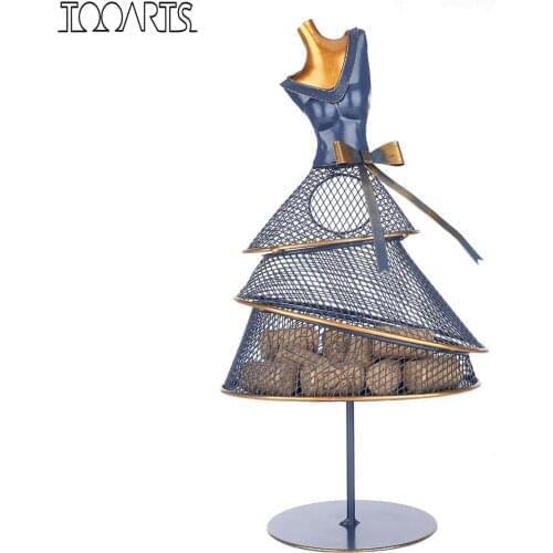 Tooarts Wine Cork Holder Evening Dress Model Decoration Multifunctional Iron Container Modern Art Ornament Cabinet or Desk Decor