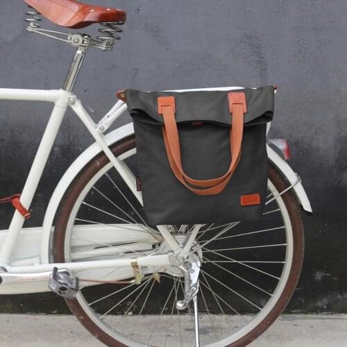 Tourbon Vintage Bicycle Pannier Bags Bike Rear Seat Carrier Pouch Urban Cycling Bag Pack Black Waxed Canvas Water Repellent