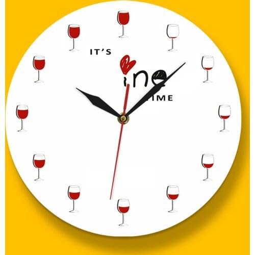 Wine Glass Wall Clock Alcohol Wine Glass Decorative Red Wine Clock Modern Design Restaurant Wall Art Wine Drinker Lover Gift