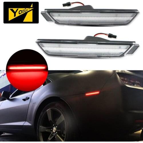 YaaGoo Clear Lens Rear Side Marker LED Light Lamps For Chevy Camaro 2010-2015 Red