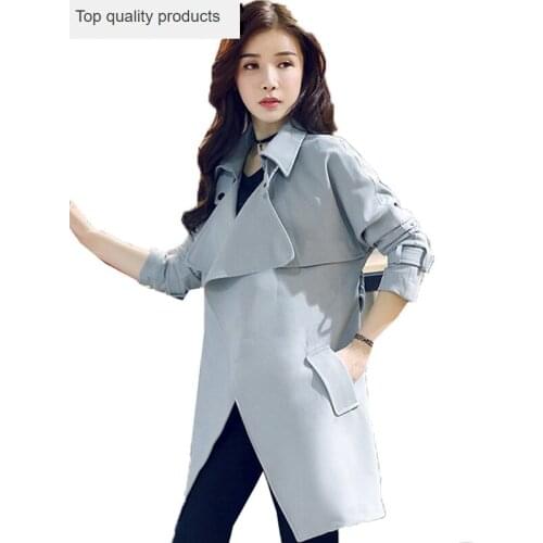 Trench Coat For Women Elegant Autumn 2020 New Lapel Collar Lady Work Wear Overcaot With Belt Windbreaker manteau femme LX233