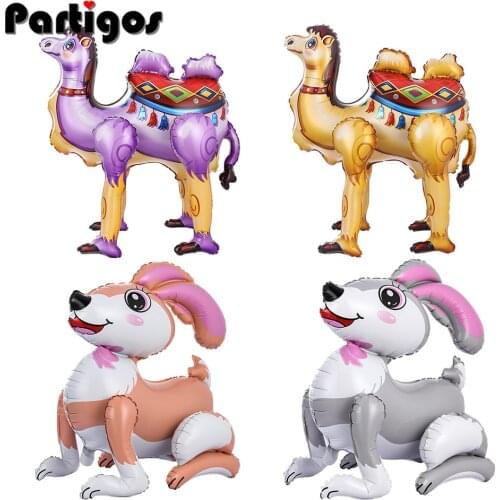 1pcs cute 4D Camel Rabbit balloons Assemble walking animal balloons for birthday party decorations kids Rabbit toys foil globos