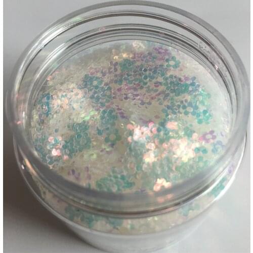 1g/Bottle Rainbow Color Flowers Shaped Chunky Glitter Holographic White Sequin For Fairy Women Nail Art DIY Face Body Decoration