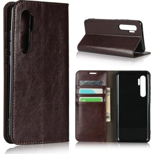 Natural Genuine Leather Skin Flip Wallet Book Phone Case Cover On For Xiaomi Mi Note 10 Lite Pro Note10 10Lite Mi10 Light 128 GB