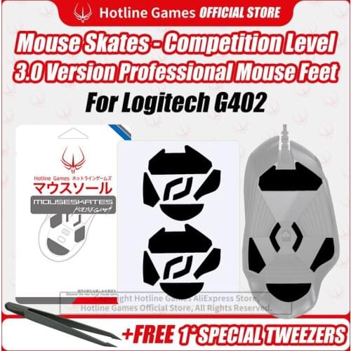 Hotline Games 3.0 Mouse Skates Mouse Feet Replacement for Logitech G402 Gaming Mouse,Smooth, Durable,Glide Feet Pads