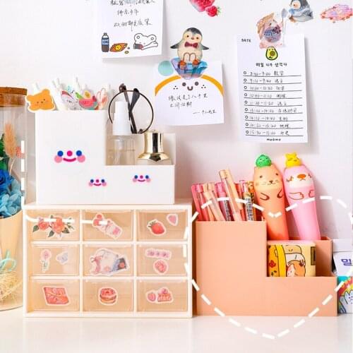 5 Style Kawaii Desktop Storage Box Cosmetic Storage Box Drawer Makeup Organizer Office Student Stationery Desk Shelf New