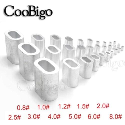50pcs 1/32"~5/16" Hole Aluminum Cable Crimps Sleeves Cable Ferrule Stops for Snare Wire Rope Clip Swage Trap Barrel Fitting