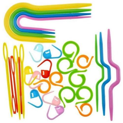50sets 53 pcs Set ABS Plastic Knit Stitch Knitting Needles Crochet Hook Plastic Markers Needle Clip