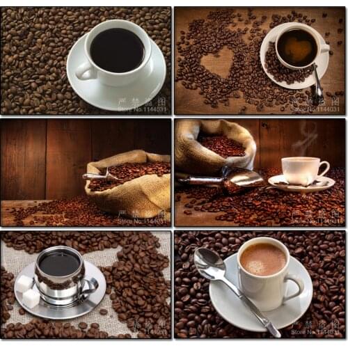 5D DIY Diamond Painting Coffee Beans Cross Stich Square Drill Diamond Embroidery Cup Coffee Rhinestones Mosaic Home Decoration