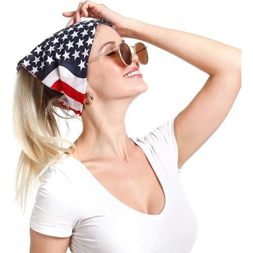 American USA Flag Bandana Headband Apparel Men Clothing Cowboy Handkerchiefs for Womem Cotton Head Scarf Pañuelo Cabeza