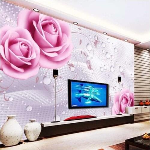 Beibehang Custom wallpaper murals photo rose drops 3D living room bedroom sofa TV backdrop decorative painting wallpaper