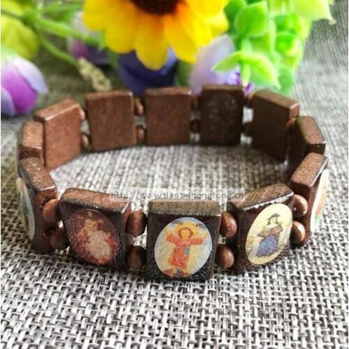 Free shipping hot sale coffee wooden religious saint bracelet,wood dark brown rosary bracelet,wood bead bangle special offer