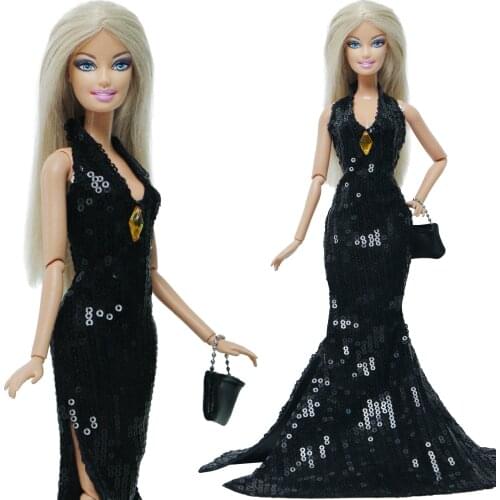 BJDBUS Limited Edition Doll Dress Wedding Party Gown Princess Mermaid Skirt Sequin Clothes for Barbie Doll Accessories DIY Toys