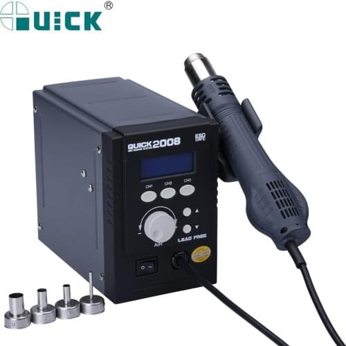 QUICK 2008 ESD Safe Soldering Station SMD Rework Station 700W Lead-Free Hot Air Gun Heat Gun BGA Desoldering Welding Tools