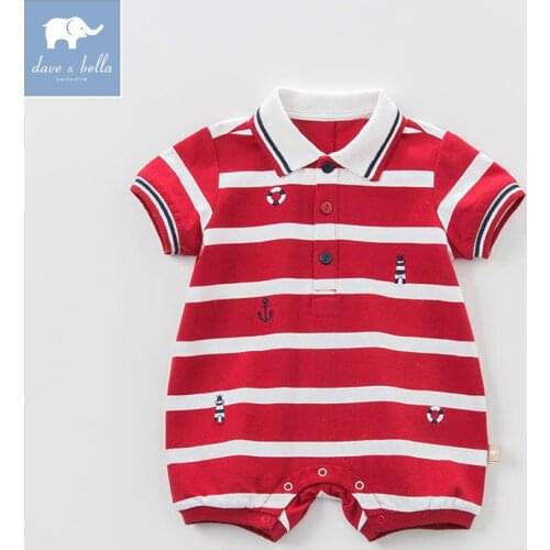 DB8284 dave bella summer baby boys new born cotton romper infant clothes cute children romper baby 1 piece