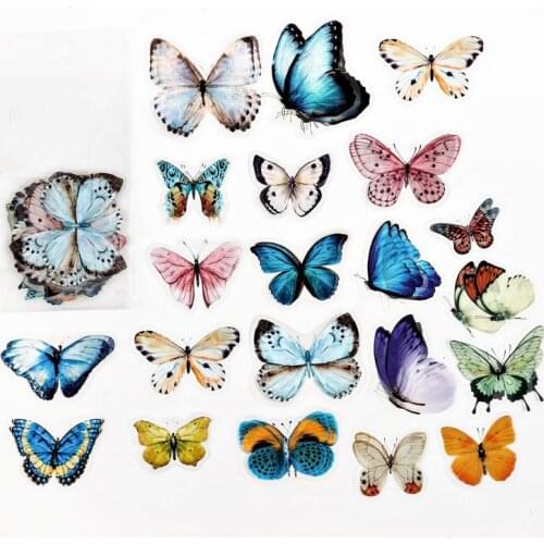 20 pcs/Pack Big Size Colorful Butterfly Fluttering Decorative Stickers Handbook Planner Decoration