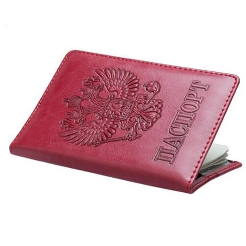 PU Leather Passport Cover for Men Women Travel Passport Case Russia Travel Document Cover SIM Passport Holders