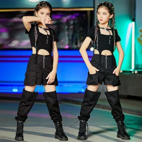 Childrens Summer Hip-hop Hip-hop Jazz Dance Clothes Girls Catwalk Exercise Clothes Tide Cool Domineering Performance Clothes