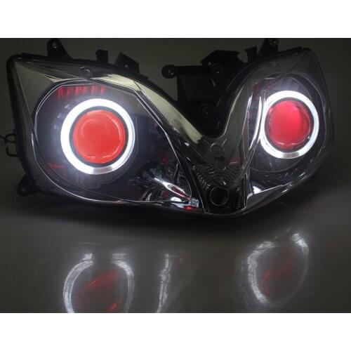Motorcycle HID Projector Headlight Assembly Head Lamp For Honda CBR 600 F4i 01-07 White Angel Eyes Red Demon Eyes LED DRL Kit