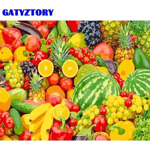 GATYZTORY DIY Pictures By Number Fruit Watermelon Kits Painting By Numbers Drawing On Canvas HandPainted Paintings Home Decor