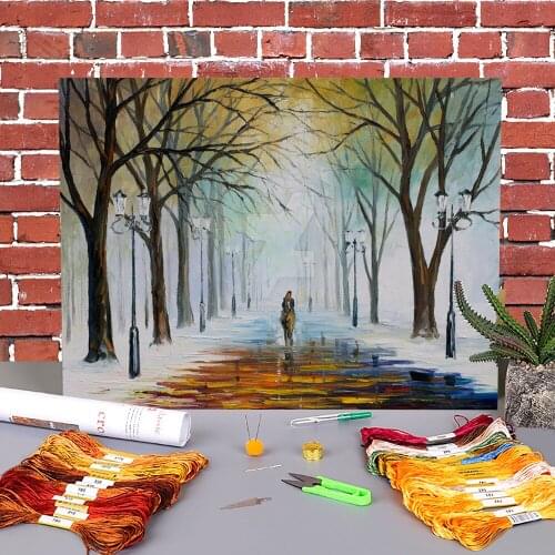 Oil Painting Style Printed 11CT Cross Stitch Embroidery Complete Kit DMC Threads Handicraft Craft Painting Sewing Gift Decor