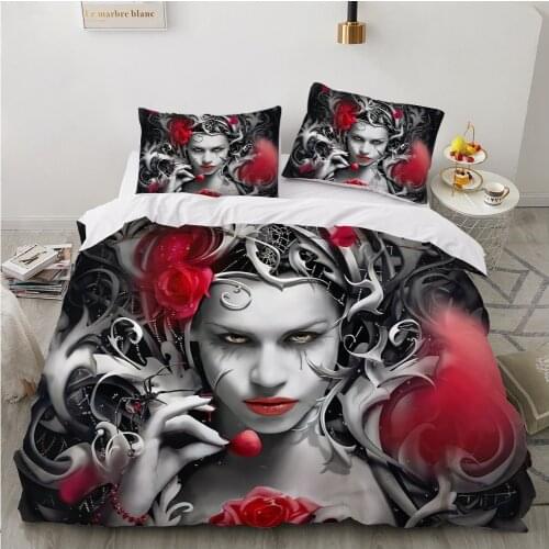 Family Sets Bed Linen Set For Home Skull Madam Beauty Bedding Set Duvet Cover 150x200 220x240 Size Bed Cover