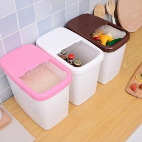 10KG Kitchen Rice Fruits Storage Box Bucket Cereal Dry Food Keepers Container Spice Holders Sliding Lid With Measuring Cup