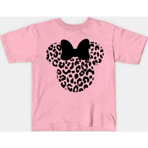 Leopard Minnie T-Shirt Animal Kingdom Shirt Mouse Minnie Tees Matching Family Trip T Shirt Kids Clothes Children Cotton Tshirt
