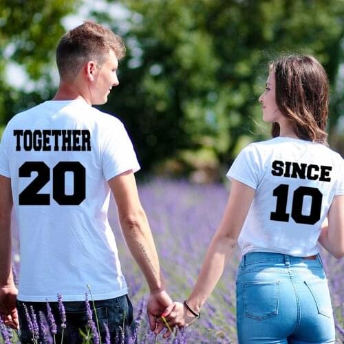 Summer Casual Short Sleeve Couple Tee Clothes Lover Valentines Gift Together Since 2010 Letter 10th Anniversary Couple T Shirt