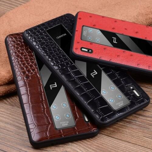 Fashion Crocodile Print Back Cases for Huawei Mate20RS Case Luxury Genuine Cow Leather Cover for Huawei Mate 20RS Fundas Skin