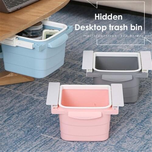 Concealed drawer type trash can, retractable track, home office desk, under table trash can, lifting storage bin