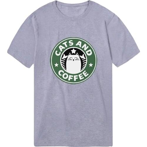 Cats And Coffee Harajuku Mans T-shirts Summer Print Plus Tshirts Male Bodybuilding Tops Tees Military Vintage Homme Camiaetas