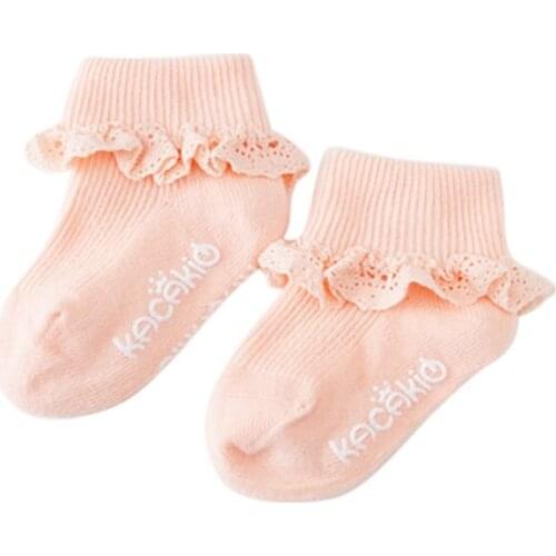 Newborn Baby Socks Girl Cute Lace Ruffle Trim Antiskid Infant Baby Girl Socks meia infantil Leg Warmers for Girls 0-2 Years