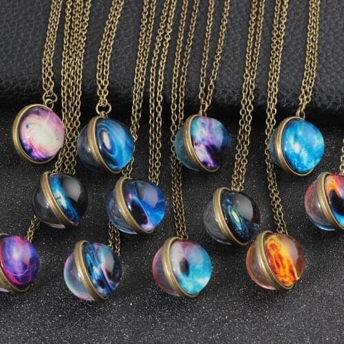 Women Men Classic Handmade Double-sided Glass Ball Luminous Pendant Necklace Jewelry Fashion Glowing Star Necklace Accesories