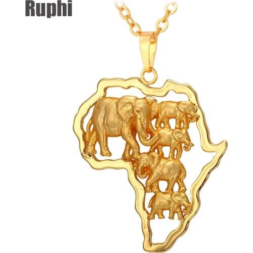 Copper World Map Africa Map Necklace Pendant Fashion Elephant Globe Neck Chain leopard lion animal jewelry