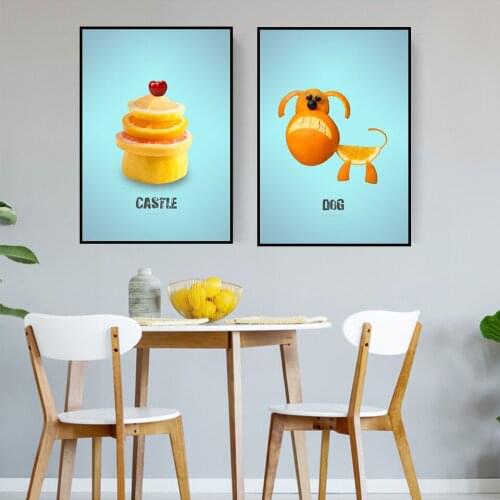 Wall Art Poster Small Fresh Creative Cartoon Canvas Painting Nordic Modern Home Childrens Room Decoration HD Print