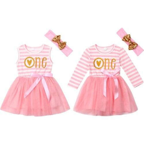 Princess Newborn Baby Girl Stripe Tulle Tutu Party Pageant Dress Clothes 2PCS
