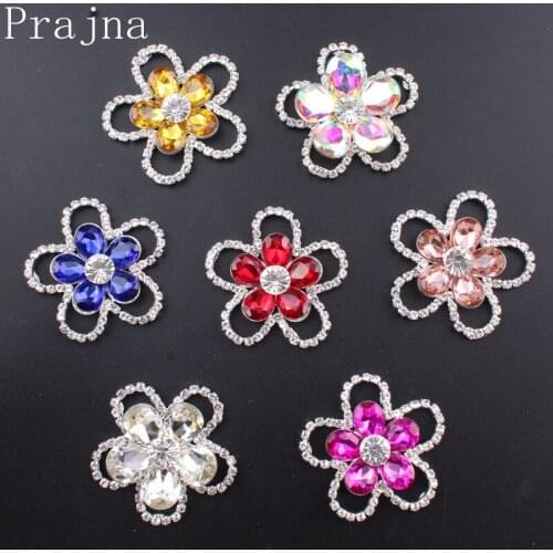 Prajna Sew On Glass Rhinestones Flower Rhinestones Button Flat back AB Rhinestone For Craft Clothes Wedding Jewelry Applique DIY